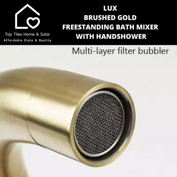 Lux Brushed Gold Freestanding Bath Mixer With Handshower