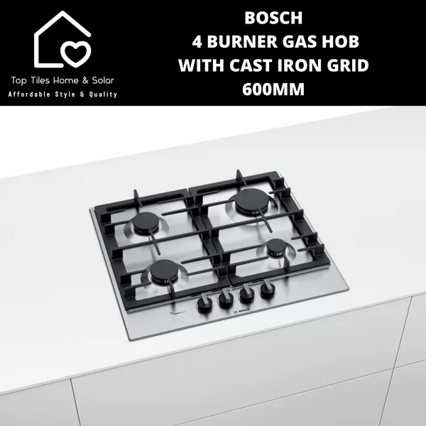 Bosch Series 6 - 4 Burner Gas Hob with Cast Iron Grid- 600mm