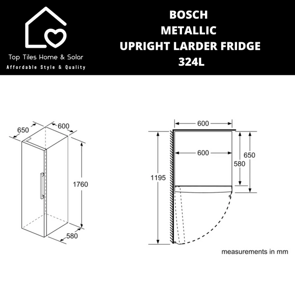 Bosch Series 2 - Metallic Upright Larder Fridge - 324L