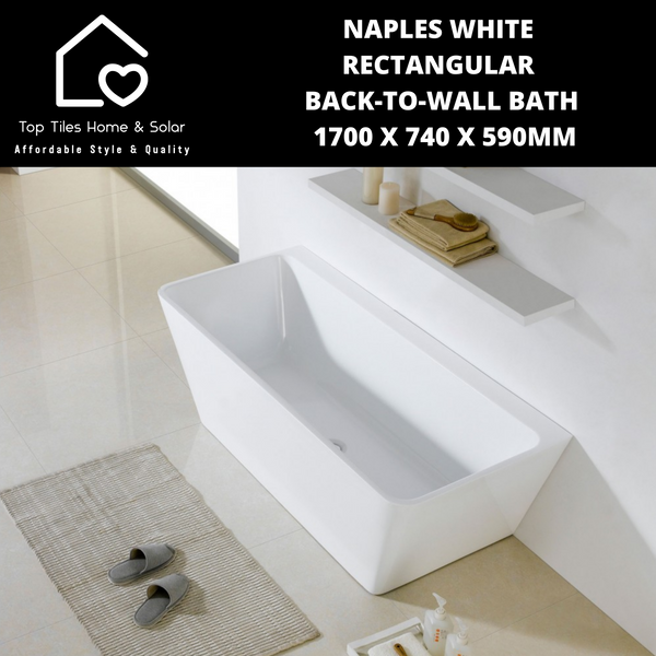 Naples White Rectangular Back-To-Wall Bath - 1700 x 740 x 590mm