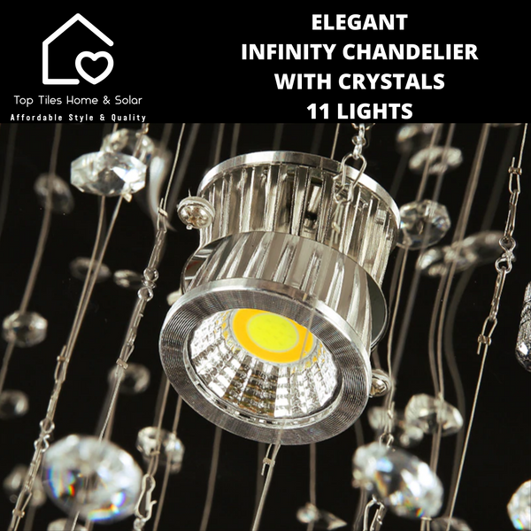 Elegant Infinity Chandelier With Crystals - 11 Lights