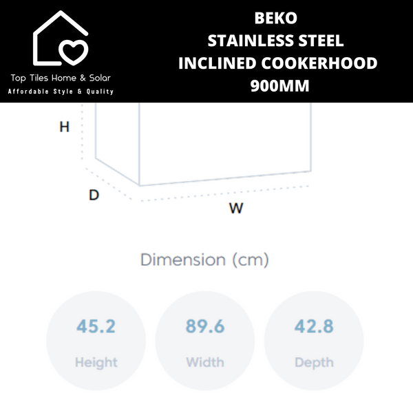 Beko Stainless Steel Inclined Cookerhood - 900mm HCA93640SS