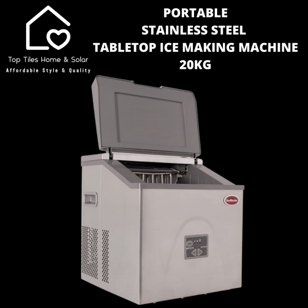Portable Stainless Steel Tabletop Ice Making Machine - 20kg