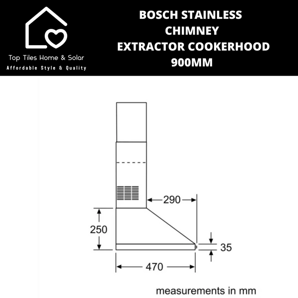 Bosch Series 2 - Stainless Chimney Extractor Cookerhood - 900mm
