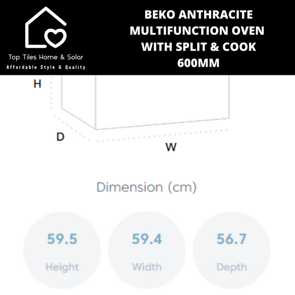 Beko Anthracite Multifunction Oven with Split & Cook - 600mm