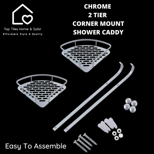 Chrome 2 Tier Corner Mount Shower Caddy
