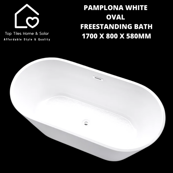 Pamplona White Oval Freestanding Bath - 1700 x 800 x 580mm