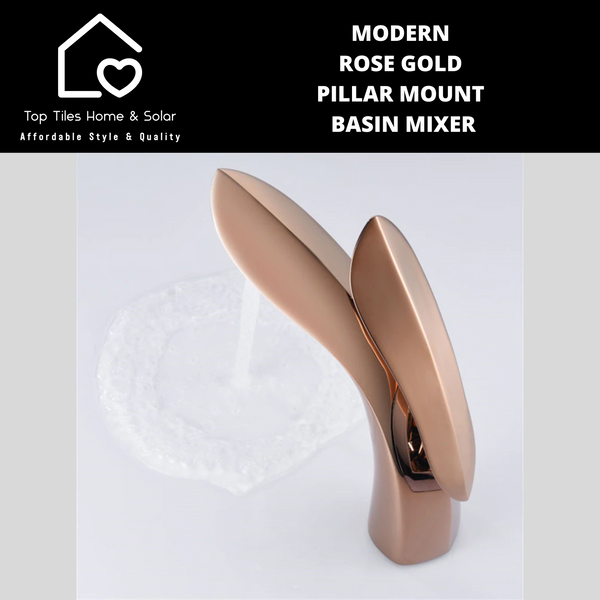 Modern Rose Gold Pillar Mount Basin Mixer