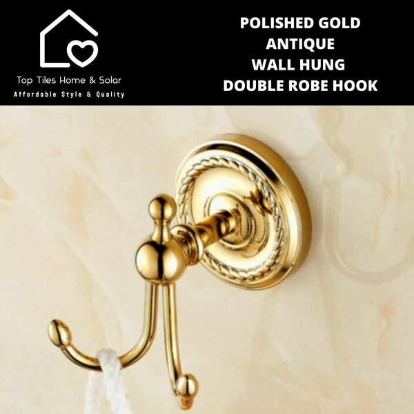 Polished Gold Antique Wall Hung Double Robe Hook