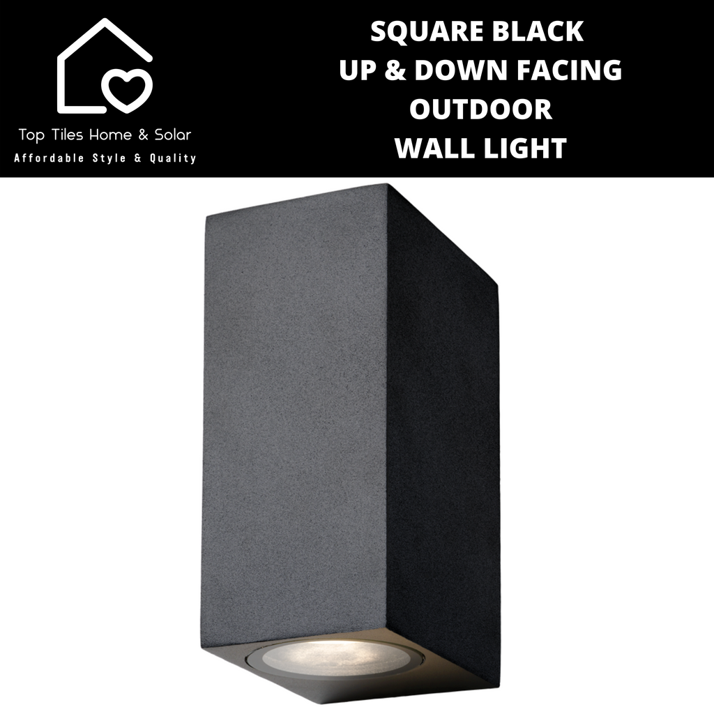 Square Black Up & Down Facing Outdoor Wall Light – Top Tiles Home & Solar