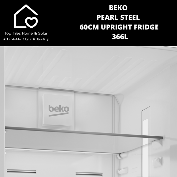 Beko Pearl Steel 60cm Upright Full Fridge - 366L