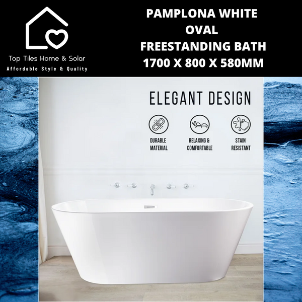 Pamplona White Oval Freestanding Bath - 1700 x 800 x 580mm