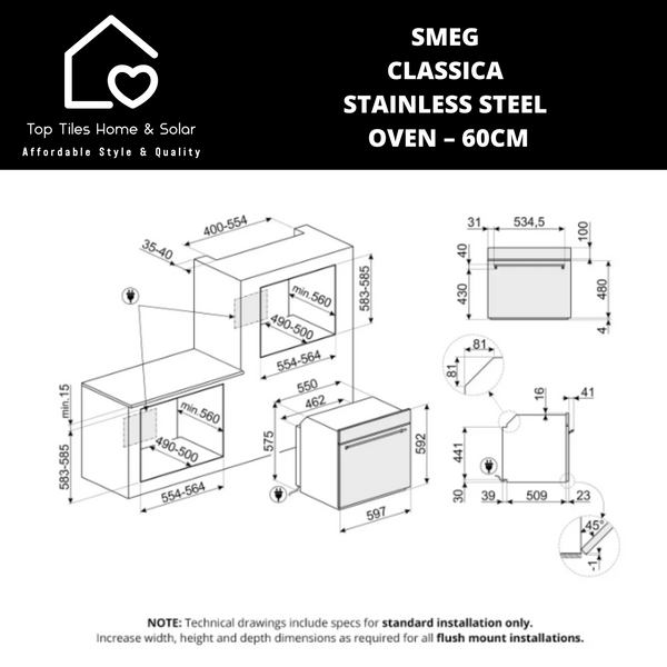 Smeg Classica Stainless Steel Oven – 60cm