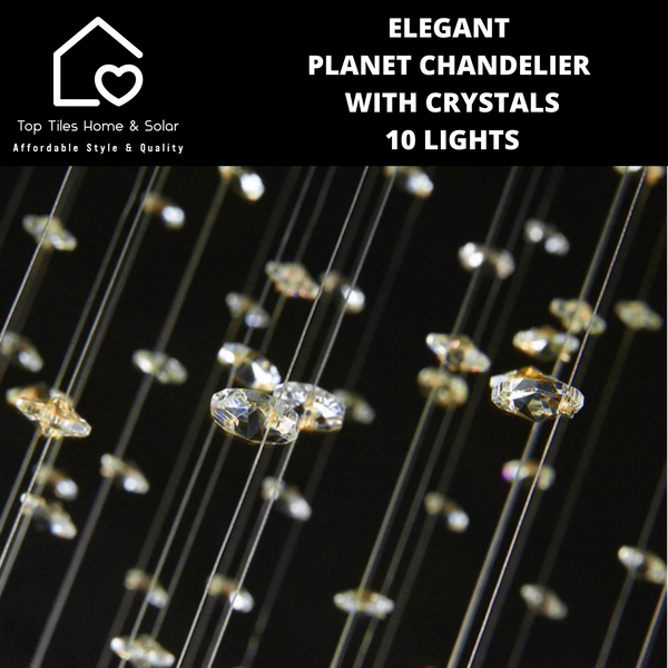 Elegant Planet Chandelier With Crystals - 10 Lights
