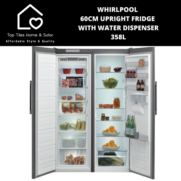 Whirlpool 60cm Upright Fridge with Water Dispenser - 358L