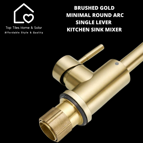 Brushed Gold Minimal Round Arc Single Lever Kitchen Sink Mixer