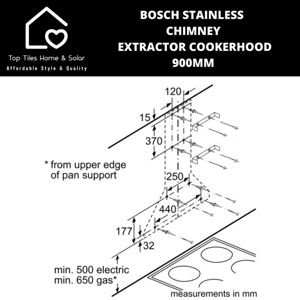 Bosch Series 2 - Stainless Chimney Extractor Cookerhood - 900mm