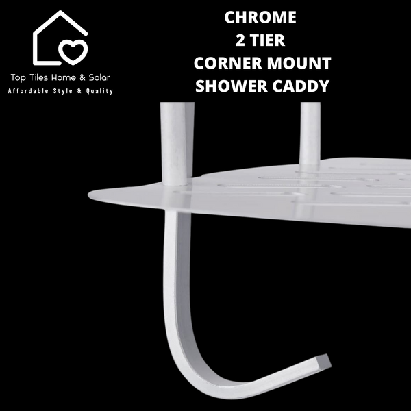 Chrome 2 Tier Corner Mount Shower Caddy