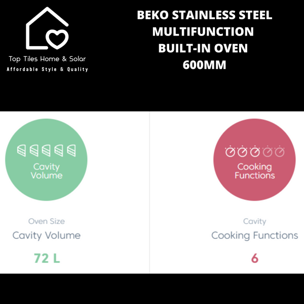 Beko Stainless Steel Multifunction Built-in Oven - 600mm BBIE12300X
