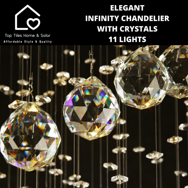 Elegant Infinity Chandelier With Crystals - 11 Lights