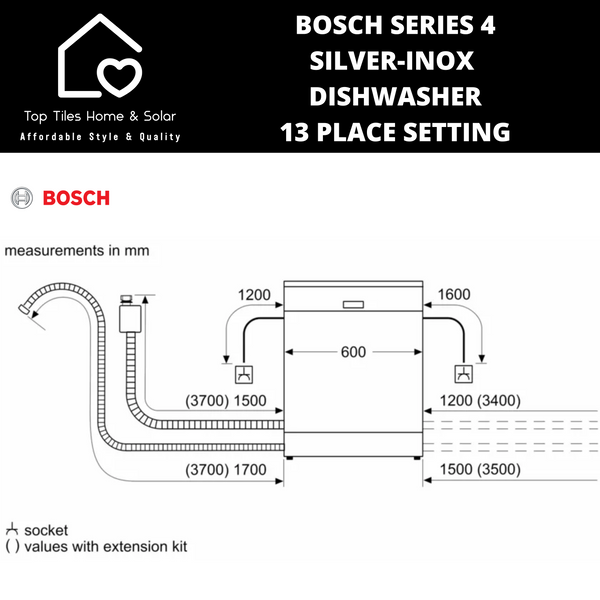 Bosch Series 4 - Silver-Inox HygienePlus Dishwasher - 13 Place Setting