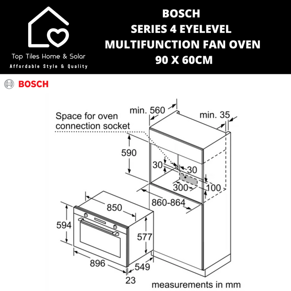 Bosch Series 4 - Eyelevel Multifunction Fan Oven - 90 x 60cm