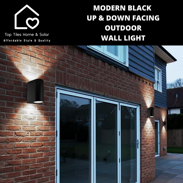Modern Black Up & Down Facing Outdoor Wall Light