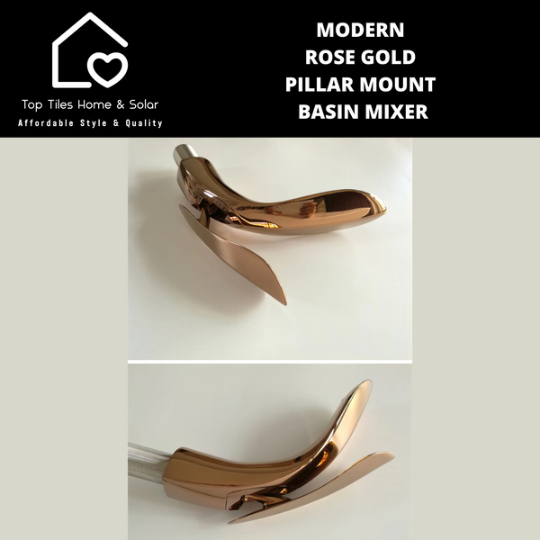 Modern Rose Gold Pillar Mount Basin Mixer