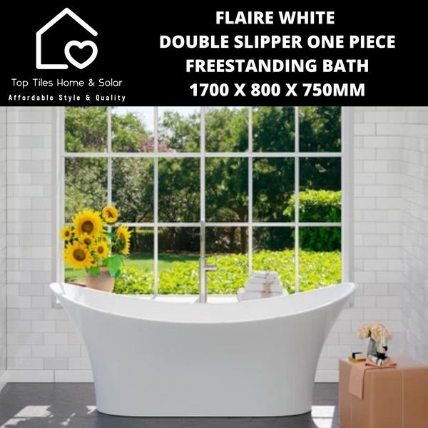 Flaire White Double Slipper One Piece Freestanding Bath - 1700 x 800 x 750mm