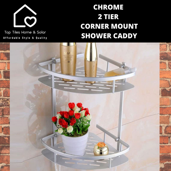 Chrome 2 Tier Corner Mount Shower Caddy