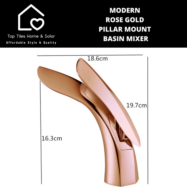 Modern Rose Gold Pillar Mount Basin Mixer