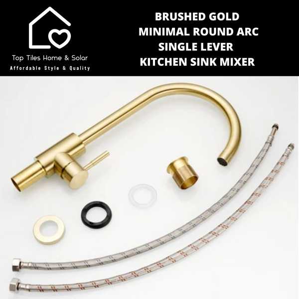 Brushed Gold Minimal Round Arc Single Lever Kitchen Sink Mixer