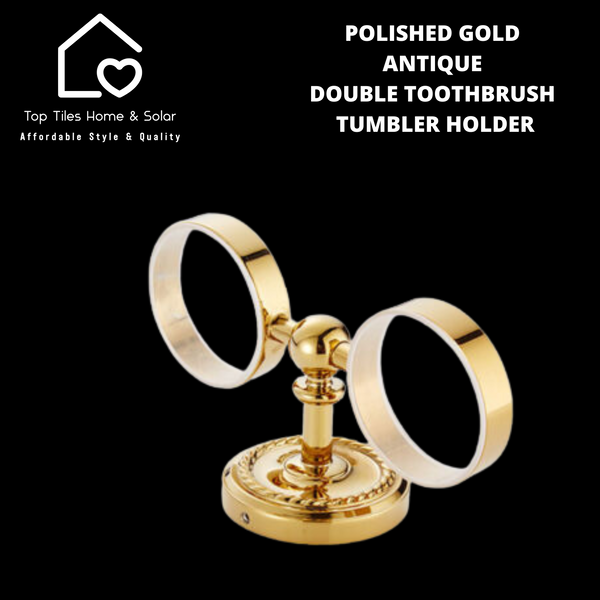 Polished Gold Antique Double Toothbrush Tumbler Holder