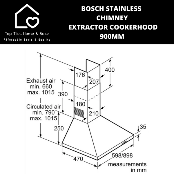 Bosch Series 2 - Stainless Chimney Extractor Cookerhood - 900mm