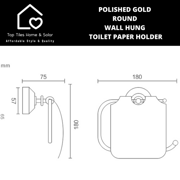 Polished Gold Round Wall Hung Toilet Paper Holder