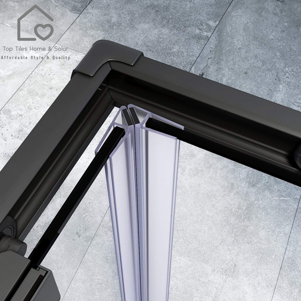 Black Striped Corner Entry Shower Cubicle - 900x900x1850mm
