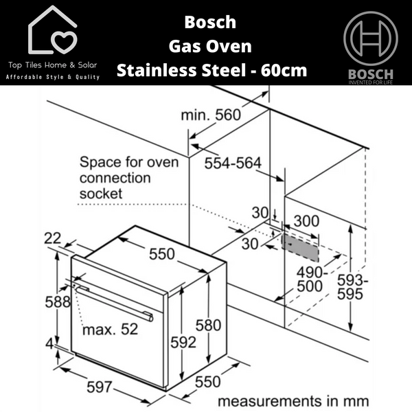 Bosch Series 4 - Full Gas Oven Stainless Steel - 60cm