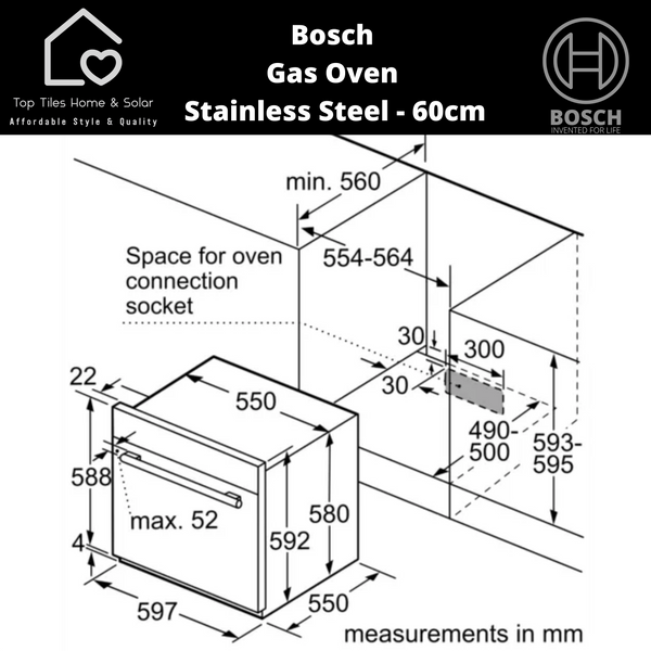 Bosch Series 4 - Gas Oven Stainless Steel - 60cm