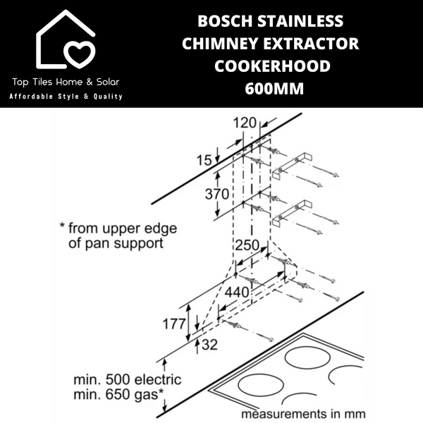Bosch Series 2 - Stainless Chimney Extractor Cookerhood - 600mm
