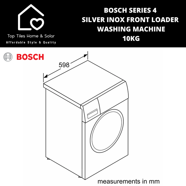 Bosch Series 4 - Silver Inox Front Loader Washing Machine - 10kg