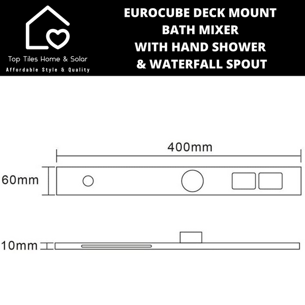 Eurocube Deck Mount Bath Mixer With Hand Shower & Waterfall Spout