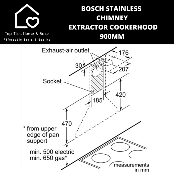 Bosch Series 2 - Stainless Chimney Extractor Cookerhood - 900mm