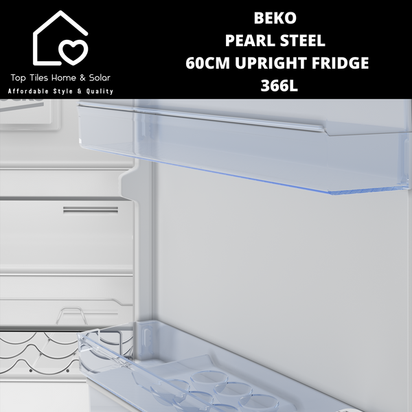 Beko Pearl Steel 60cm Upright Full Fridge - 366L