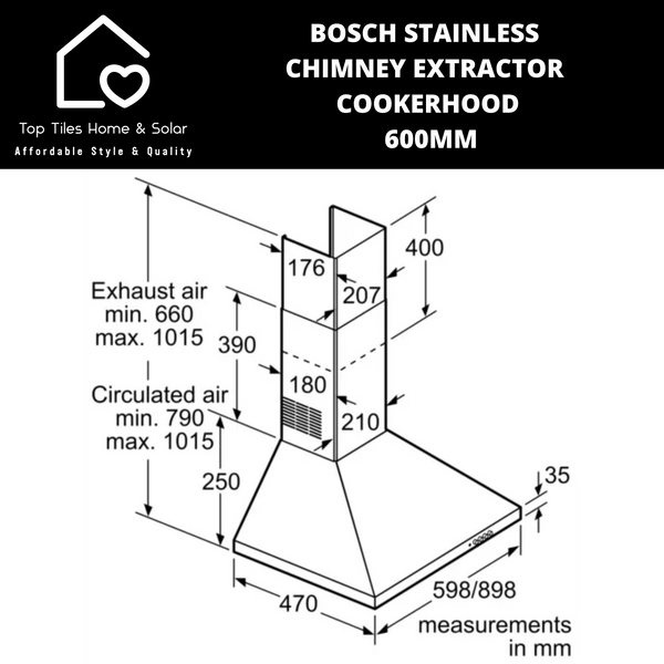 Bosch Series 2 - Stainless Chimney Extractor Cookerhood - 600mm