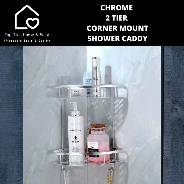 Chrome 2 Tier Corner Mount Shower Caddy