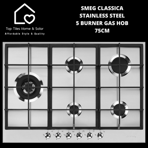 Smeg Classica Stainless Steel 5 Burner Gas Hob - 75cm