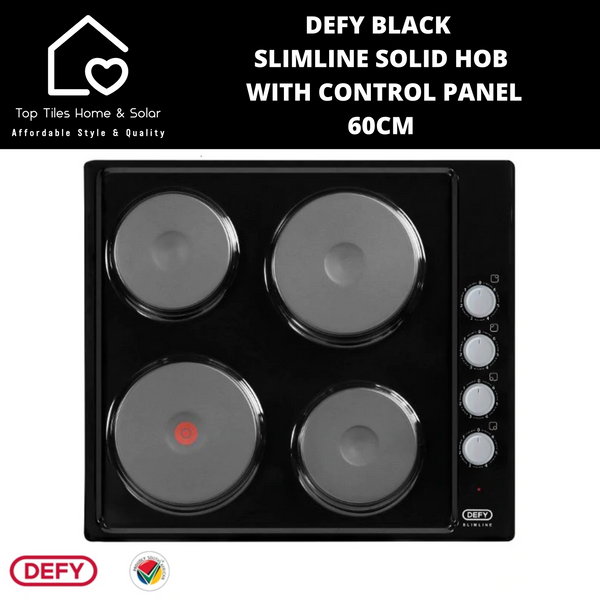 Defy Black Slimline Solid Hob with Control Panel - 60cm DHD415