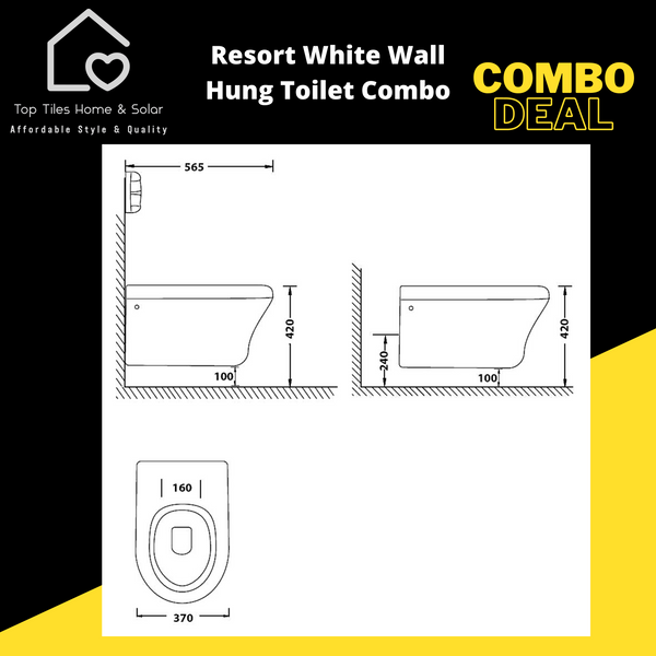 Resort White Wall Hung Toilet With Geberit Cistern & Flush Plate