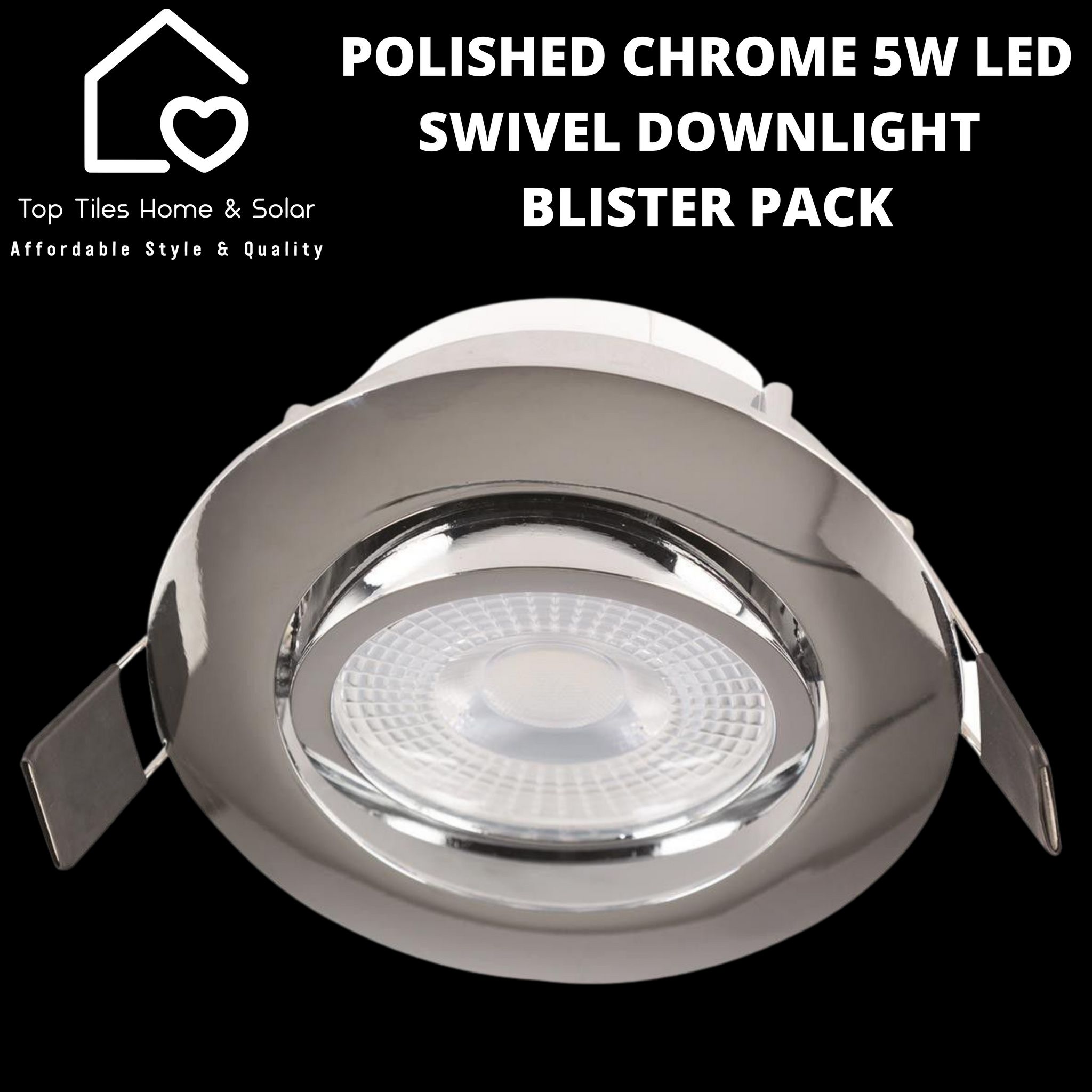 Polished Chrome 5W LED Swivel Downlight - Blister Pack